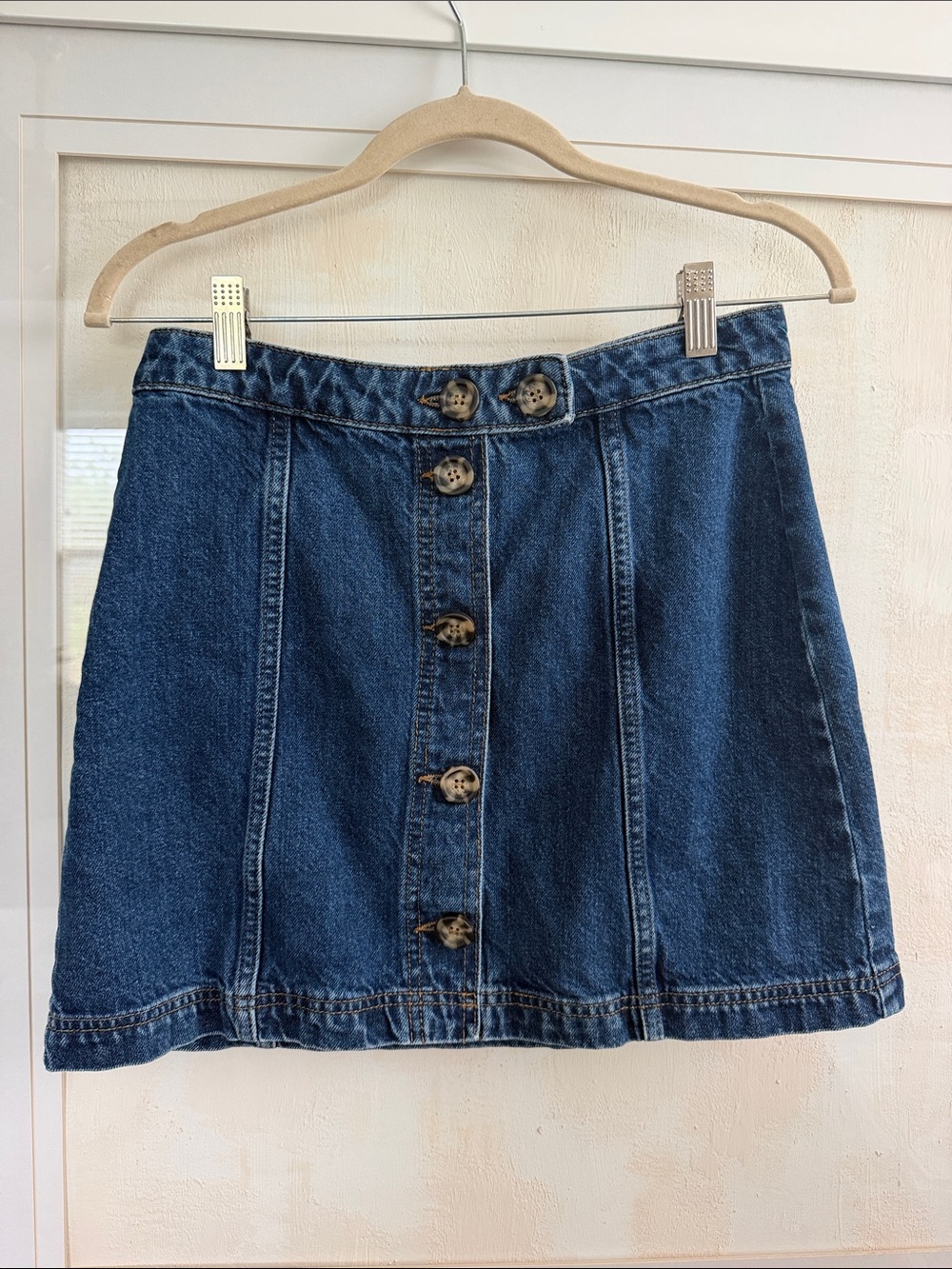BDG Urban Outfitters Classic Button-Front Denim Skirt - Dark Blue